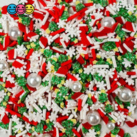 Christmas Holiday Santa Hat Tree Snowflake Pearl Beads Fake Clay Sprinkles Decoden Fimo Jimmies