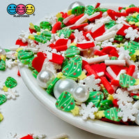 Christmas Holiday Santa Hat Tree Snowflake Pearl Beads Fake Clay Sprinkles Decoden Fimo Jimmies