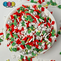 Christmas Holiday Santa Hat Tree Snowflake Pearl Beads Fake Clay Sprinkles Decoden Fimo Jimmies