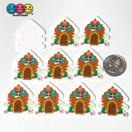 Christmas Theme North Pole Snow Globe Polar Bear Gingerbread House Planar 10Pcs Gingerbread House