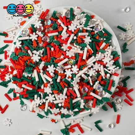 Christmas Tree Rhinestone Holiday Red Green White Fake Clay Sprinkles Decoden Fimo Jimmies Playcode3