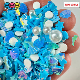 Dive In The Sea Pearls Dolphin Shell Glitter Confetti Blue Star Summer Beach Fake Clay Sprinkles