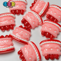 Fake Strawberry Birthday Cake Valentine’s Day Red White Pink Flatback Cabochons Decoden Charm 10