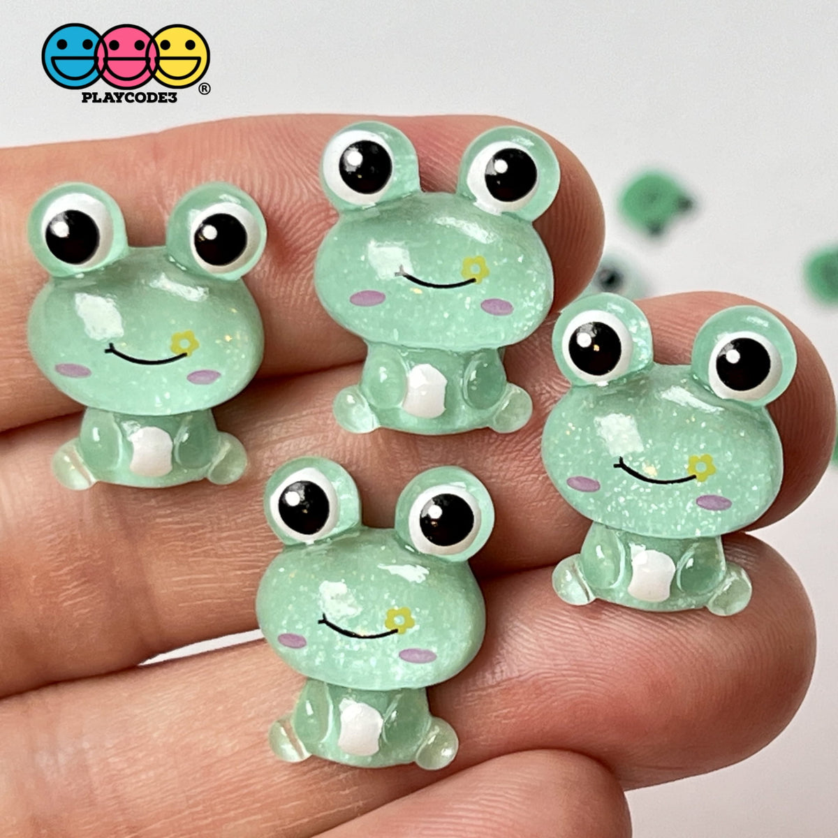 Frog Flatback Mini Charms Glitter Cabochons Frogs Kawaii Decoden