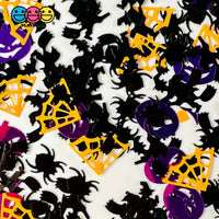 Halloween Jack-O-Lanterns Spider Web Witch Orang Black Purple Spooky Glitter Plastic Decoden Table