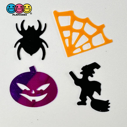 Halloween Jack-O-Lanterns Spider Web Witch Orang Black Purple Spooky Glitter Plastic Decoden Table