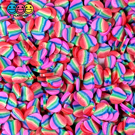 Hearts Rainbow Stripe Fimo Slices Fake Sprinkles Valentine Decoden Funfetti 5/10 Mm 10 Grams / 5