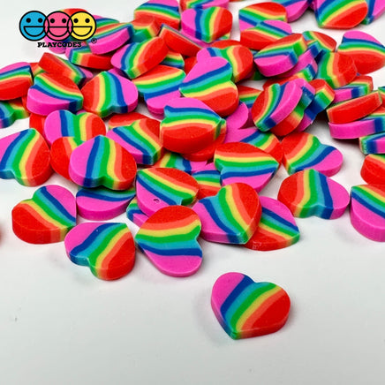 Hearts Rainbow Stripe Fimo Slices Fake Sprinkles Valentine Decoden Funfetti 10 Mm Playcode3 Llc