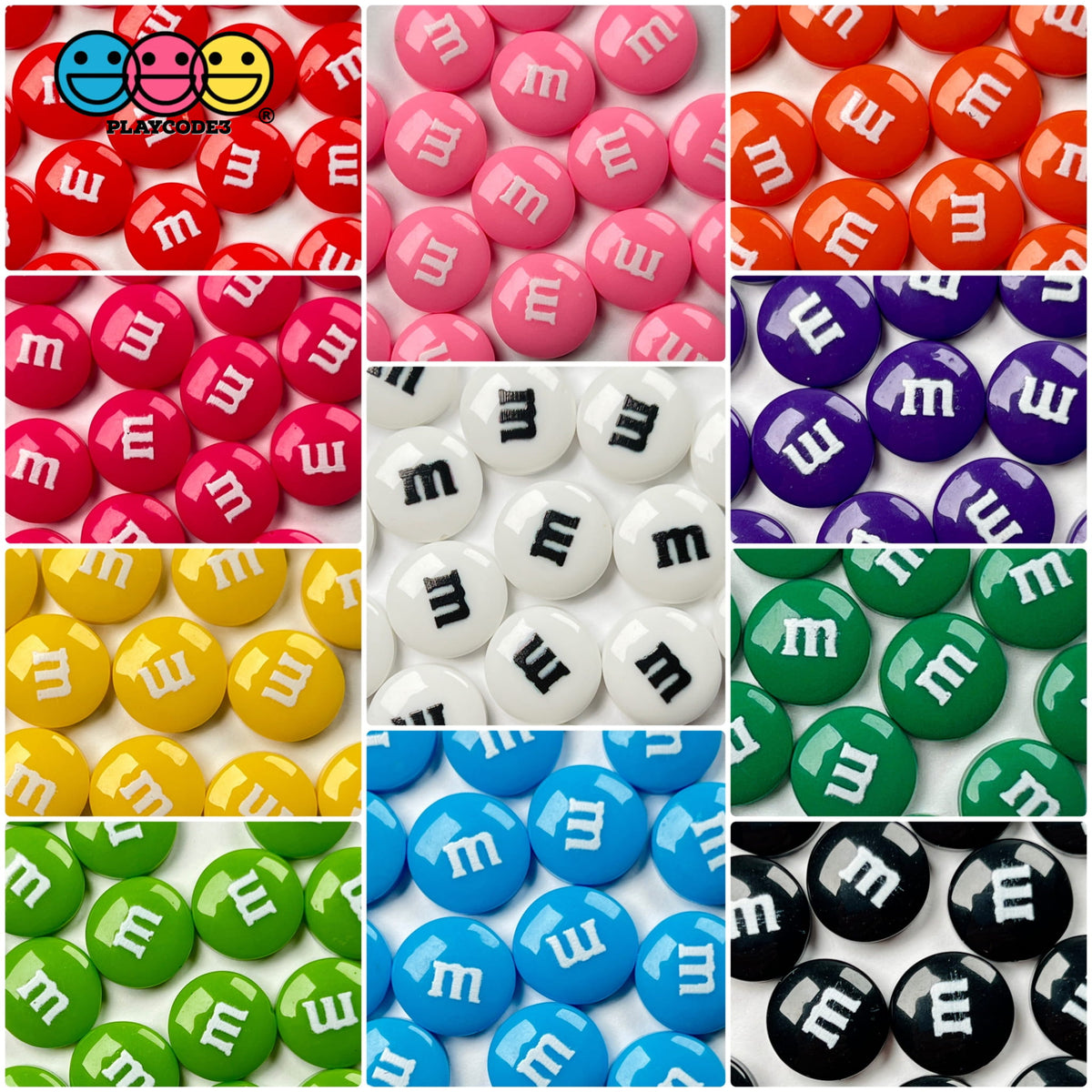 M&M Mixed Chocolate Candies Fake Charms Flat Back Cabochons 50pcs