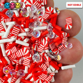 Peppermint Candy Cane Christmas Rhinestones Holiday Fake Clay Sprinkles Decoden Fimo Jimmies