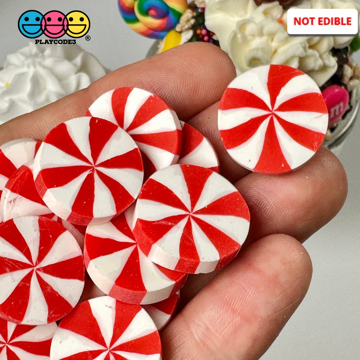 Large Size Clay Candy Canes Red White Candy Canes Christmas Candy Cane Faux Candy Cane Christmas Stick Mini Polymer Soft Clay DIY Decoration For Nail...
