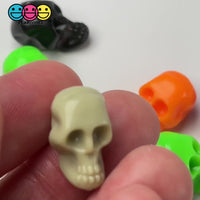 Spooky Mini Skull Heads 5 Colors Charm Plastic Party Favors Charm Halloween Cabochons 10 pcs