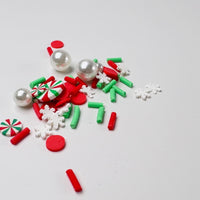 Christmas Pearl Beads Peppermint Snowflake Red Green Fake Clay Sprinkles Decoden Fimo Jimmies