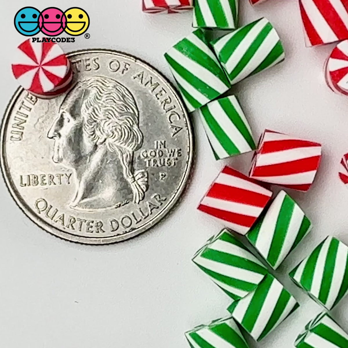 Mini Fake Christmas Candy Cane (Red, White & Green) Charm Miniature –  Glitter Lambs