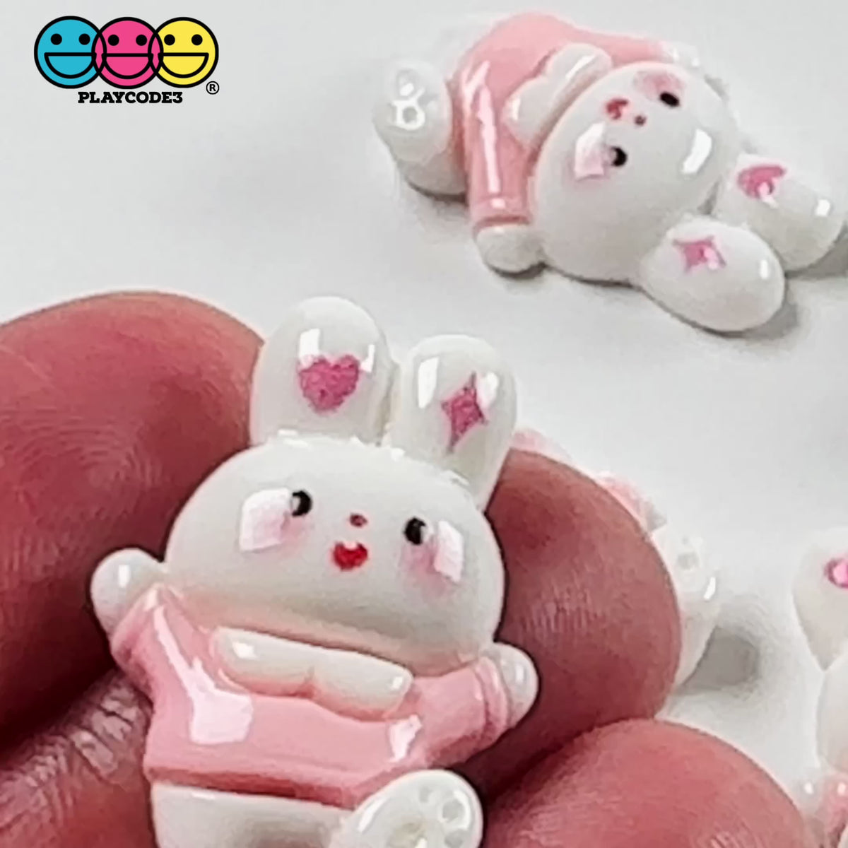 Cute Pink Rabbit Bunny Easter Kawaii Charm Flat back Cabochons