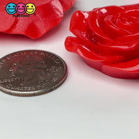 Large Rose Flowers Pink Red Charm Flat back Cabochons Decoden Charm 10 pcs
