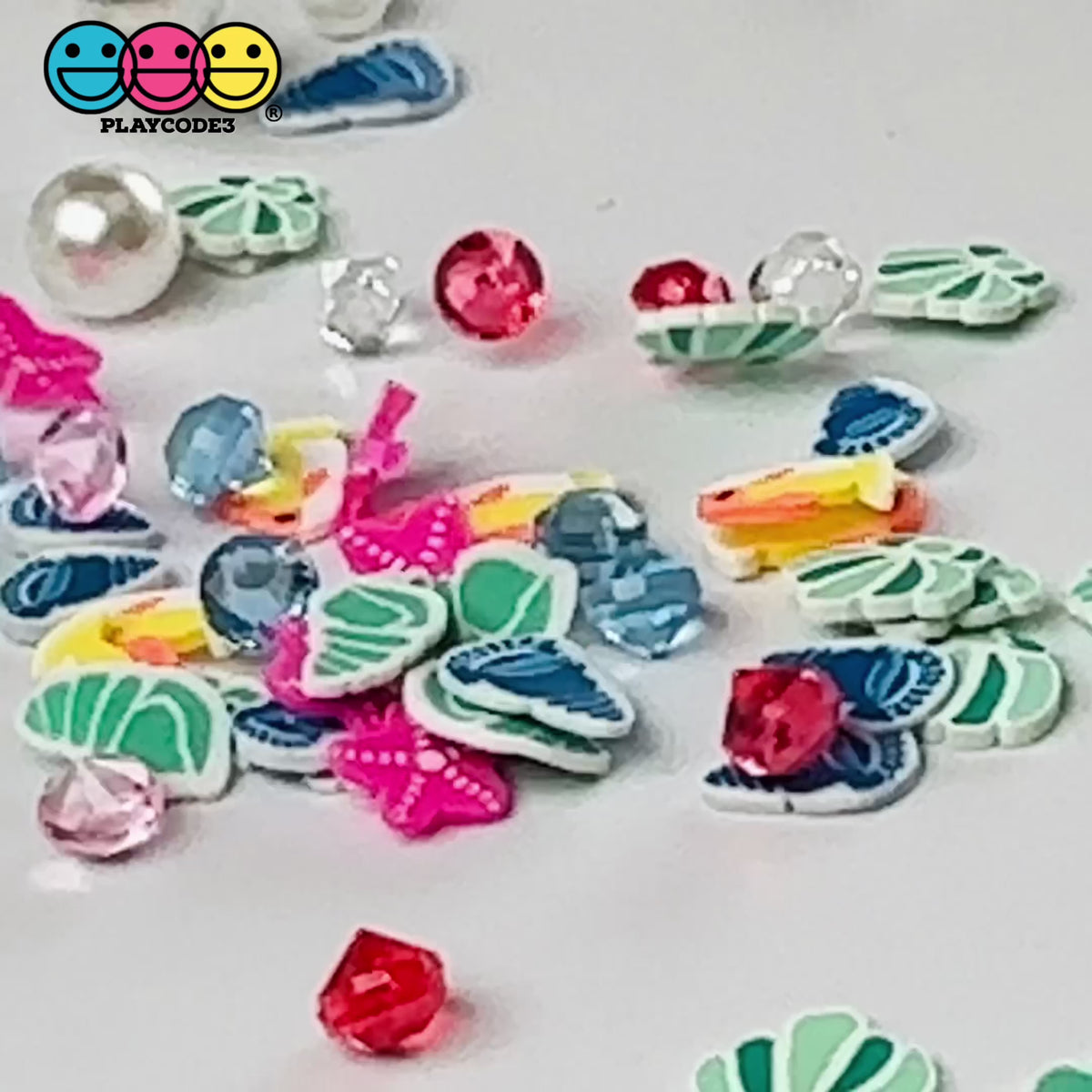 5 Resin Cabochons Ocean Slime Charms Mermaid Assorted Lot Mixed Sea Themed