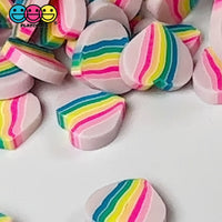 Hearts Pink Rainbow Stripe Fimo Slices Fake Sprinkles Valentine Decoden Funfetti 5/10 mm