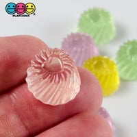 Candy Jell-O Swirl Shape Heart Top Fake Hard Candies 5 Colors Cabochons 15 pcs