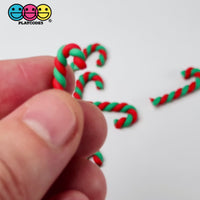 Tiny Miniature Christmas Candy Cane Red Green Cabochons Decoden Charm 10 pcs