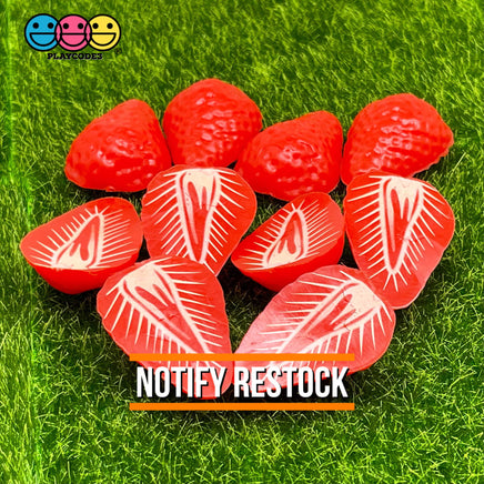 Strawberry Halves Plastic Resin Fake Food Strawberries Realistic Cabochons Decoden 10Pcs Charm
