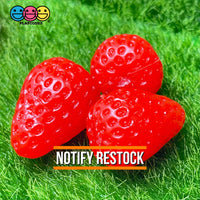Strawberry Whole Strawberries Realistic Fake Fruit Food 3D Charm Cabochons 10 Pcs