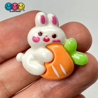White Rabbit Bunny Carrots Easter Kawaii Charm Flat Back Cabochons Decoden 10 Pcs Playcode3 Llc