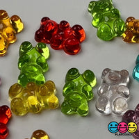 Gummy Bear Fake Candy Clear Transparent Hard Plastic Realistic Flatback Bears Charms Decoden 28 pcs