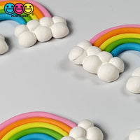 Rainbow and Clouds Polymer Clay Charm Decoden Pink  BENDABLE 10 pcs