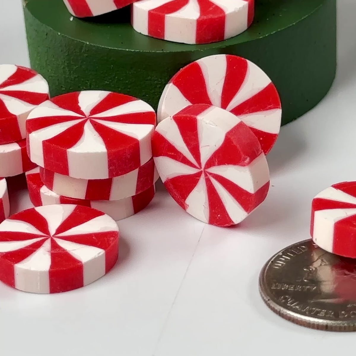 Peppermint Swirl Red & White Fake Candy Polymer Clay Gingerbread House