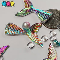 Mermaid Tail Multi Color Iridescent Color Shift Flatback Charms Cabochons Fish Decoden 10 pcs
