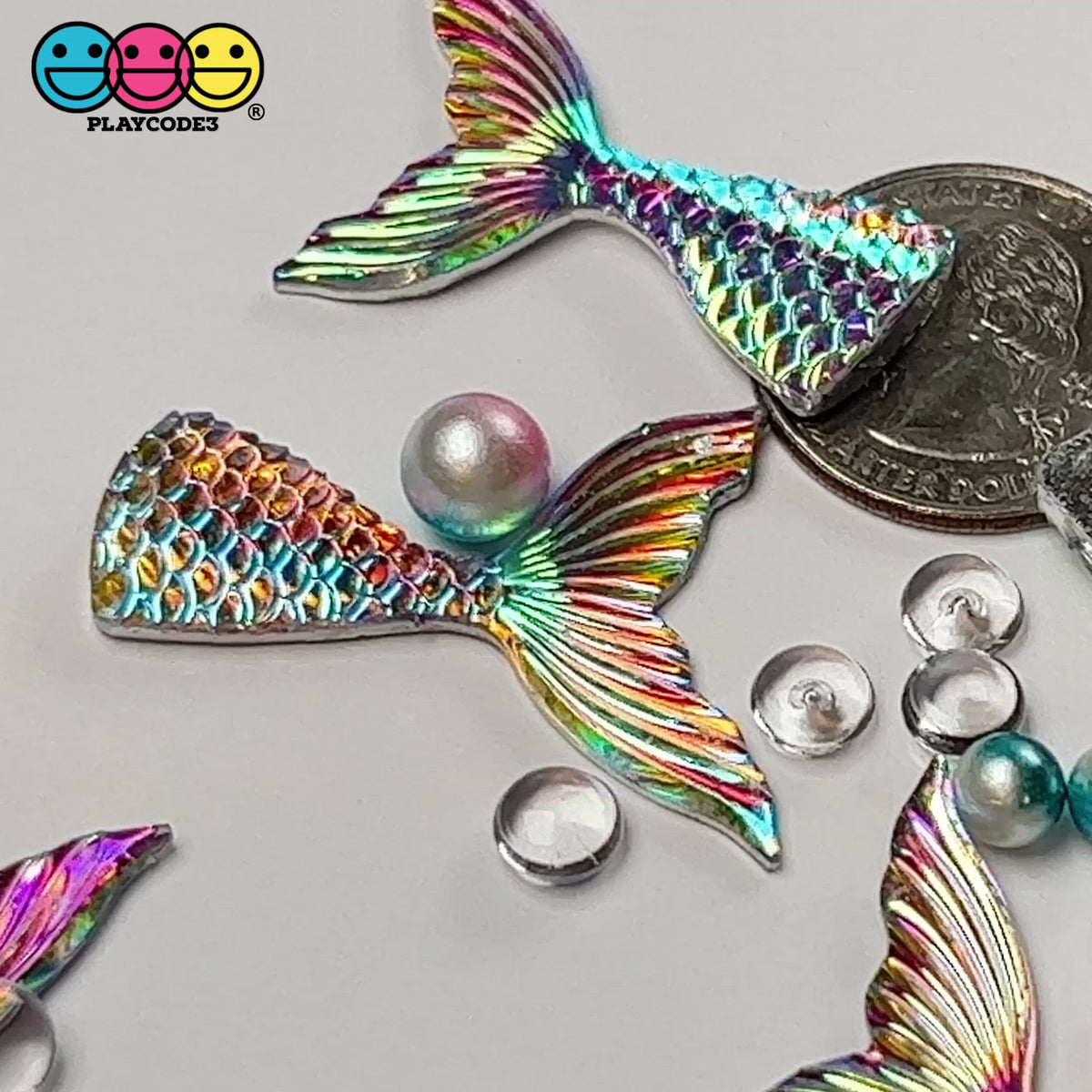 Shiny Mermaid Tail Resin Charms Pendants Flat Back Resin - Temu