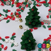 Christmas Tree 3D Green Miniature Charm Resin Cabochons 10 pcs