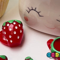 Strawberry Mini Cups Mugs Whole Strawberries Charms Fake Fruit Cabochons Decoden 10 pcs