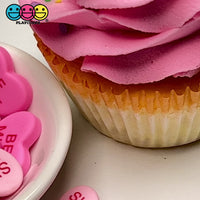 Sweet Tart Heart Shape Fake Candy Charm Flatback Pink Be Mine Cabochons 20 pcs