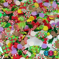Old Fashion Christmas Mix Fimo Gingerbread Man Candy Cane Fake Sprinkles Funfetti