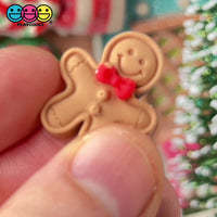 Gingerbread Man with Red Bow Fake Cookie Charm Christmas Cookies Cabochons 10 pcs