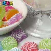 Candy Sugar Coated Swirls Fake Candies Multi Colors Shapes Flatback NOT EDIBLE Charm Cabochons 18 pcs
