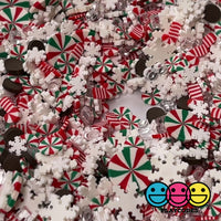 Snowflake Peppermint Bark Christmas Mix Fimo Chocolate Confetti Candy Cane Fake Sprinkles