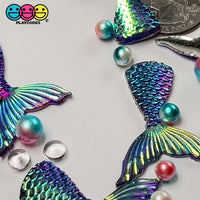 Mermaid Tail Purple Iridescent Color Shift Flatback Charms Cabochons Fish Decoden 10 pcs