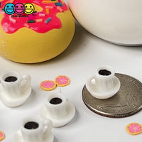 Coffee Cup Mini Saucer Charms Espresso Cabochons Dollhouse Decoden 10 pcs