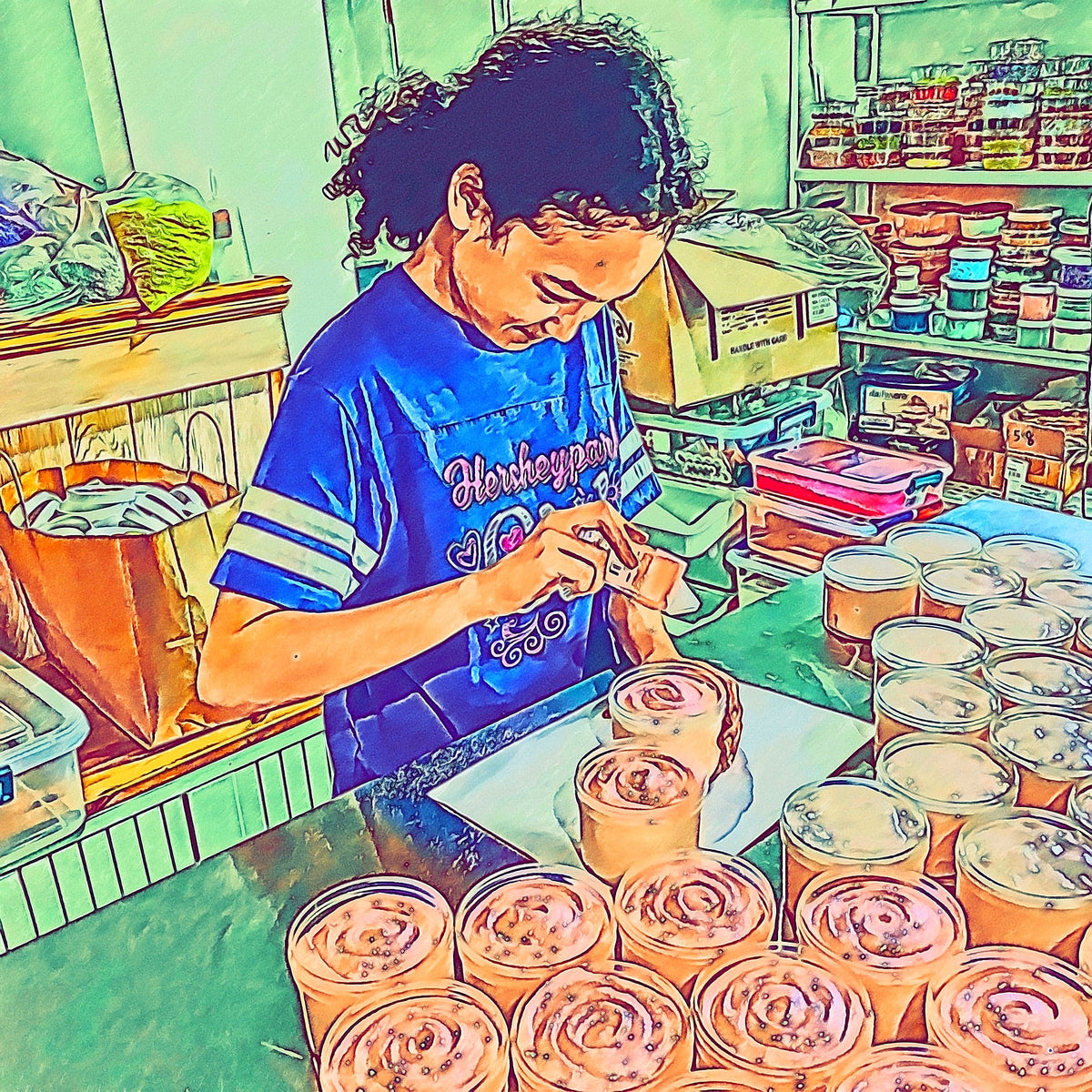 Sunshine making slime in our shop Sunshine Stevenson - PLAYCODE3 LLC