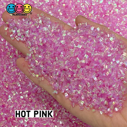 100G Bingsu Beads Slime Crunchy Iridescent Crafting Supplies Cut Plastic Straws Hot Pink / 100 Grams