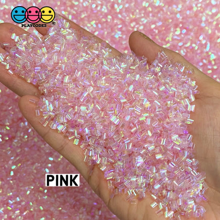 100G Bingsu Beads Slime Crunchy Iridescent Crafting Supplies Cut Plastic Straws Pink / 100 Grams