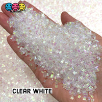 100G Bingsu Beads Slime Crunchy Iridescent Crafting Supplies Cut Plastic Straws White Clear / 100