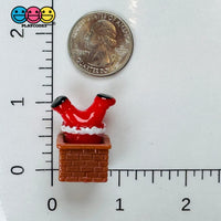 3D Santa Clause Christmas Stuck In A Chimney Holiday Figurine Cabochons Decoden Charm 5 Pcs