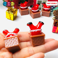 3D Santa Clause Christmas Stuck In A Chimney Holiday Figurine Cabochons Decoden Charm 5 Pcs