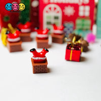 3D Santa Clause Christmas Stuck In A Chimney Holiday Figurine Cabochons Decoden Charm 5 Pcs