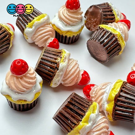 3D Strawberry Cup Cake Fake Sweets Flatback Cabochons Decoden Charm 10 Pcs Playcode3 Llc