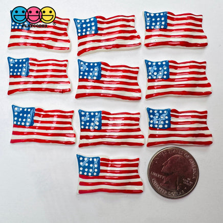 4Th Of July American Flag Flatback Cabochons Decoden Charm 10 Pcs Playcode3